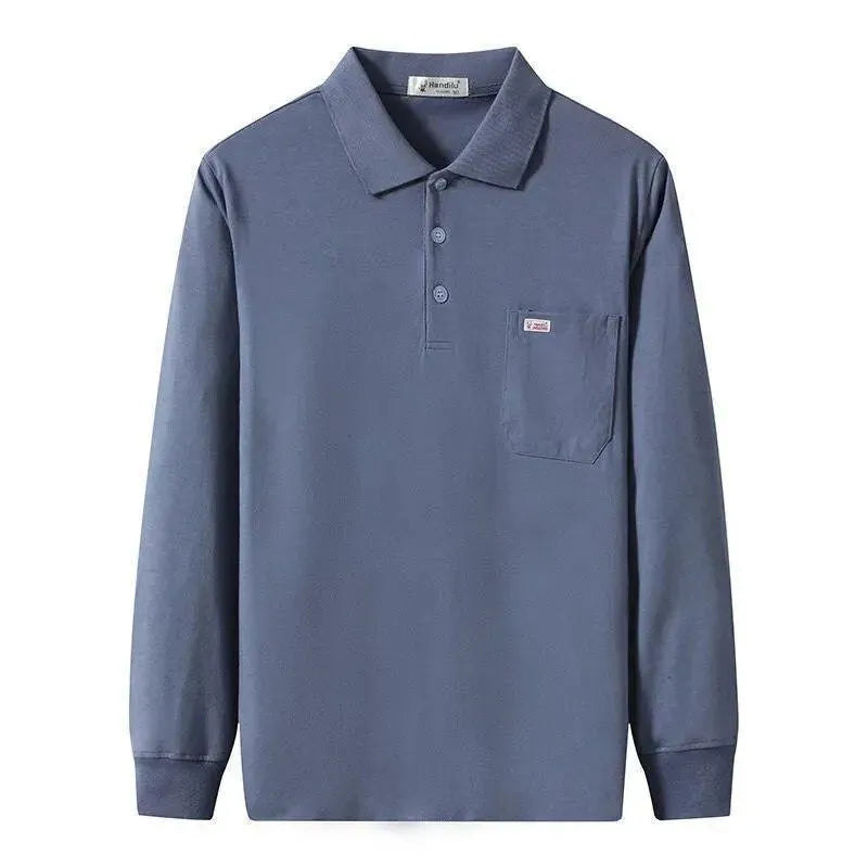Men Long Sleeved Polo Shirt Cotton-Polo Shirt-LeStyleParfait