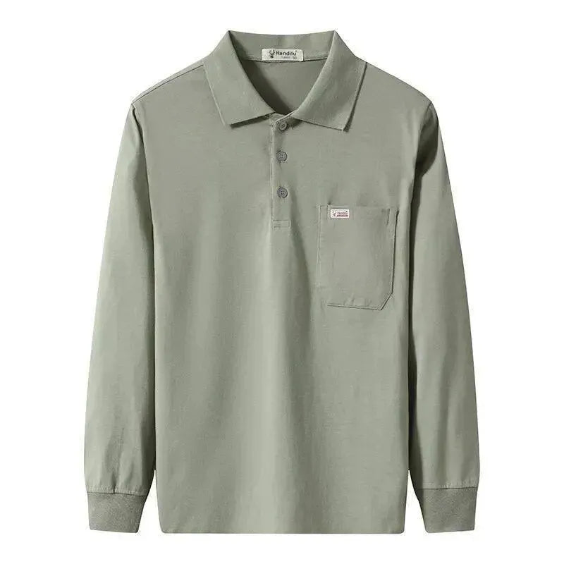 Men Long Sleeved Polo Shirt Cotton-Polo Shirt-LeStyleParfait