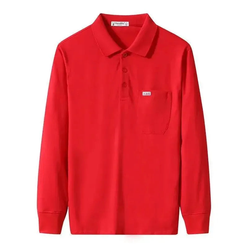 Men Long Sleeved Polo Shirt Cotton-Polo Shirt-LeStyleParfait