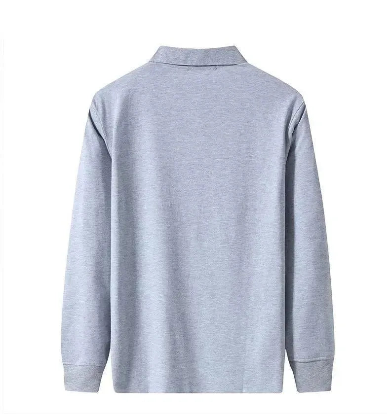 Men Long Sleeved Polo Shirt Cotton-Polo Shirt-LeStyleParfait