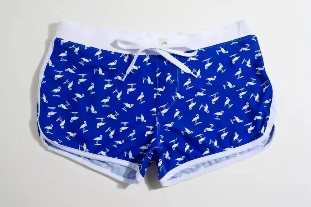 Men Orange Geometric Swim Shorts