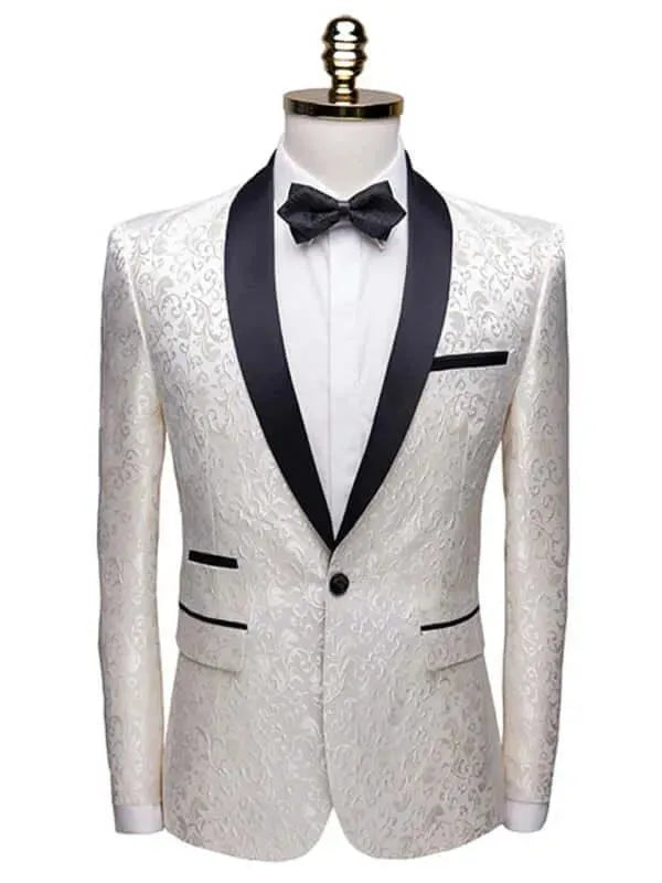 Blue Jacquard Two Piece Tuxedo Suit - Tuxedo Suit - LeStyleParfait