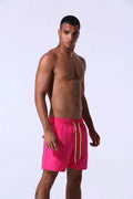 Men Pink Adjustable Swim Shorts