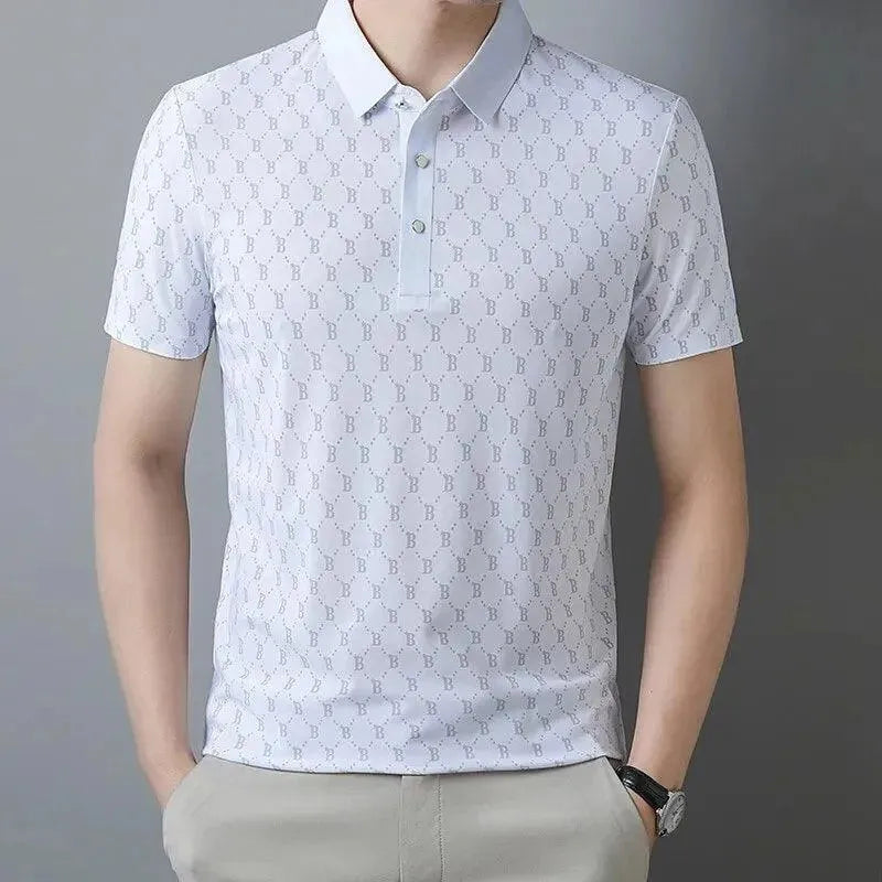 Men Printed Polo Shirt - Short Sleeved-Polo Shirt-LeStyleParfait