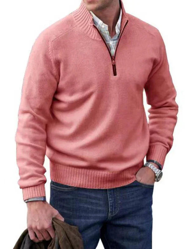 Men Quarter Zip Knit Sweater Casual-Men's Sweater-LeStyleParfait