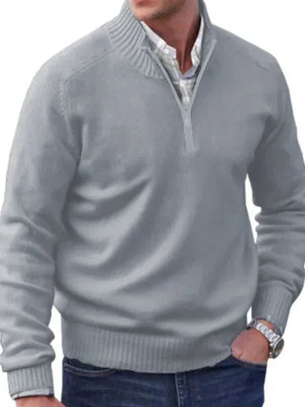 Men Quarter Zip Knit Sweater Casual-Men's Sweater-LeStyleParfait