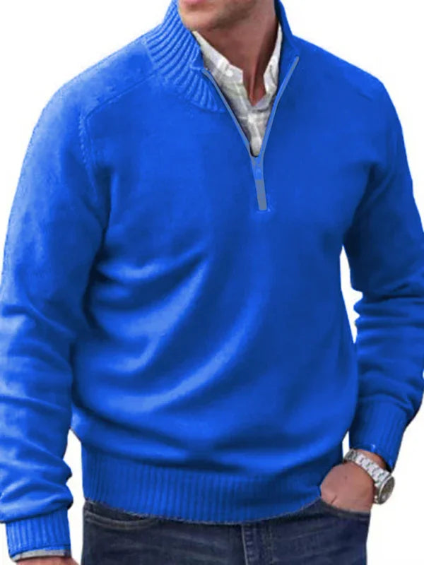 Men Quarter Zip Knit Sweater Casual-Men's Sweater-LeStyleParfait