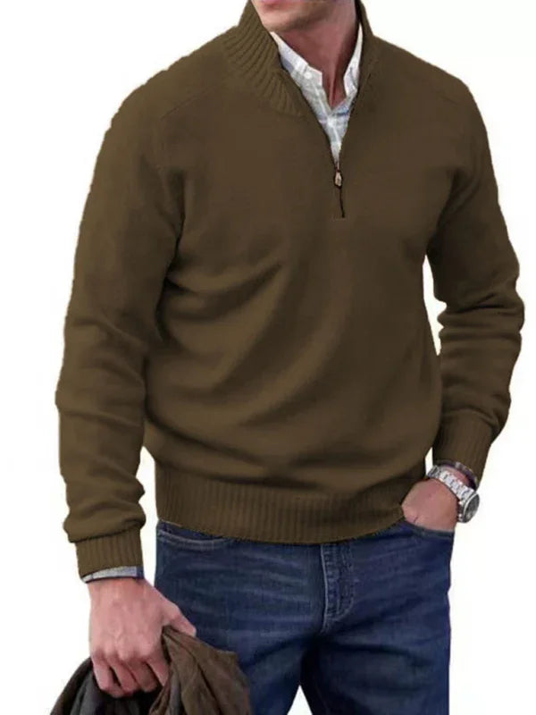 Men Quarter Zip Knit Sweater Casual-Men's Sweater-LeStyleParfait