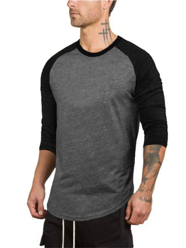 Men Raglan Sleeve Three Quarter Tshirt-Men T-Shirt-LeStyleParfait