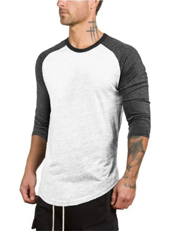 Men Raglan Sleeve Three Quarter Tshirt-Men T-Shirt-LeStyleParfait