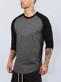 Men Raglan Sleeve Three Quarter Tshirt-Men T-Shirt-LeStyleParfait