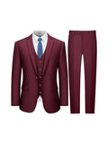 Men Red Slim Fit 3-Piece Wedding Tuxedo Suit