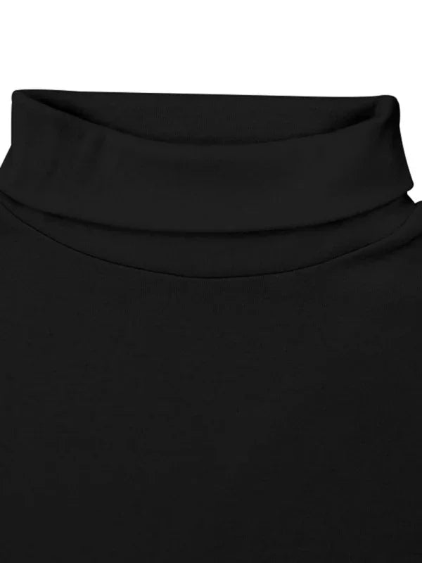 Men Red Turtleneck Long Sleeve Tshirt-Men T-Shirt-LeStyleParfait