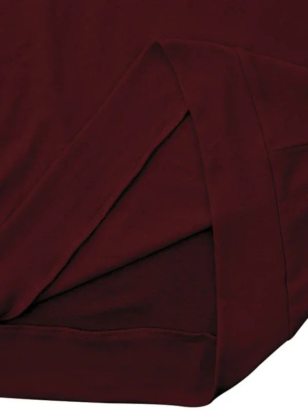Men Red Turtleneck Long Sleeve Tshirt-Men T-Shirt-LeStyleParfait