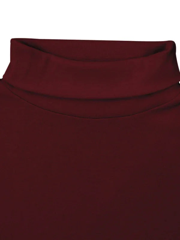 Men Red Turtleneck Long Sleeve Tshirt-Men T-Shirt-LeStyleParfait