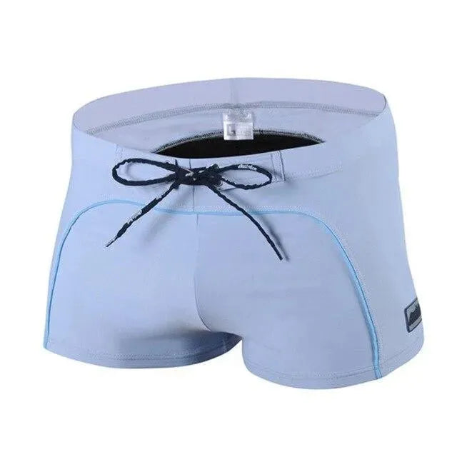 Men Red White Colorblock Swim Shorts