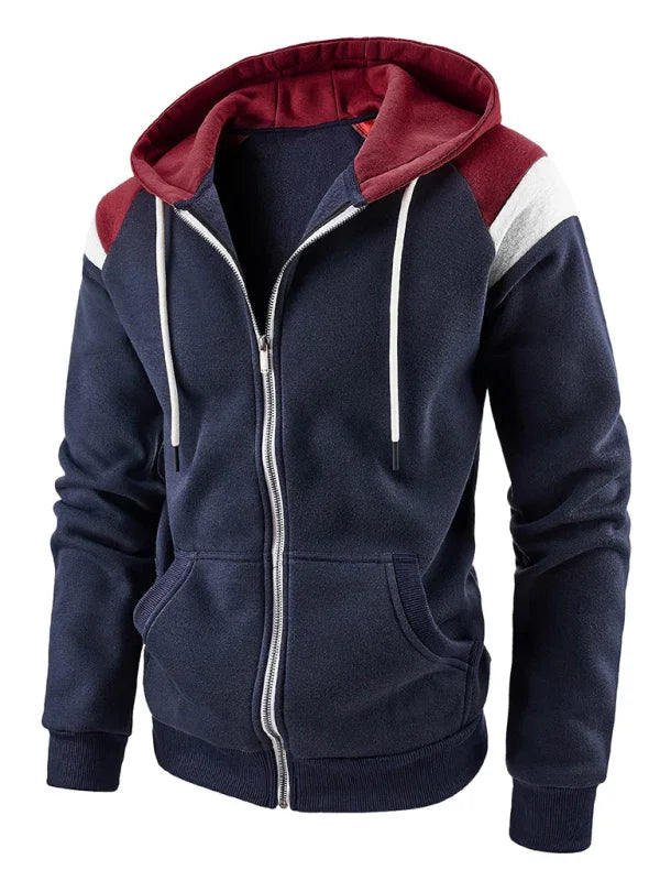 Men Regular Colorblock Hoodie Essential Style-Men Hoodie-LeStyleParfait