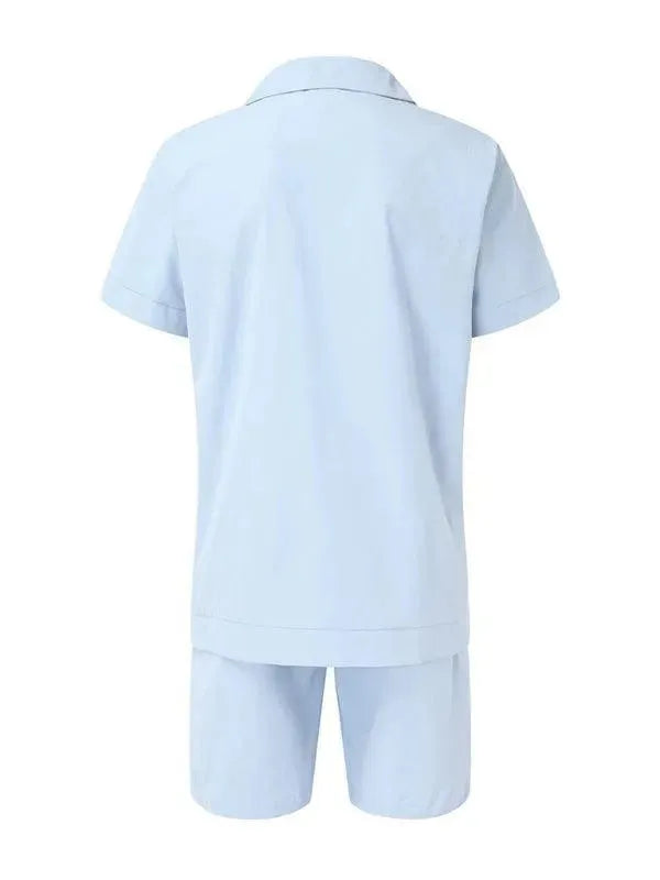 Men Relaxed Casual White Cotton Shorts Set - Solid Casual Shorts Two-Piece Set - LeStyleParfait
