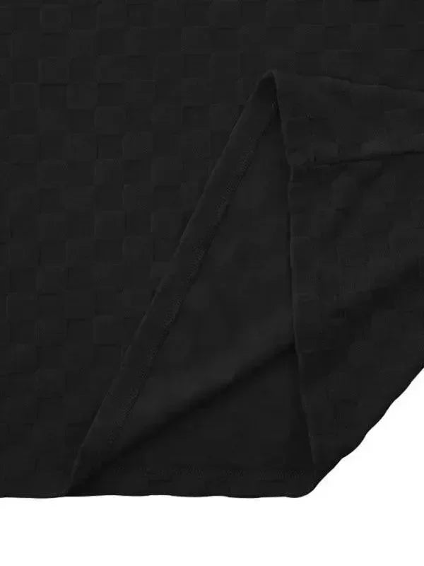 Men Shorts Set Two-Piece Outfit Checkerboard Round Neck Short Sleeve Relaxed Fit Cotton Summer Casual | LeStyleParfait