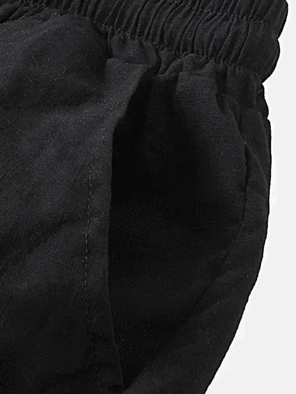 Men Relaxed Classic Linen Shorts Set - Solid Shorts Two-Piece Set - LeStyleParfait