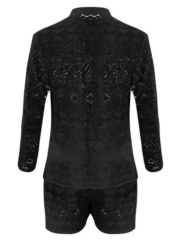 Men Relaxed Ethnic Mesh Shorts Set - Ethnic Casual Shorts Two-Piece Set - LeStyleParfait
