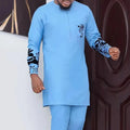 Men Relaxed Floral Cotton Two-Piece Set - Floral Straight Two-Piece Set - LeStyleParfait