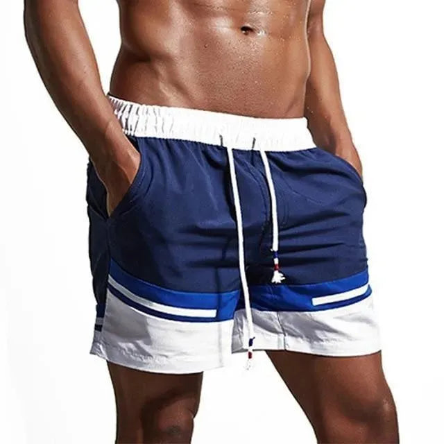 Men Retro Colorblock Swim Shorts