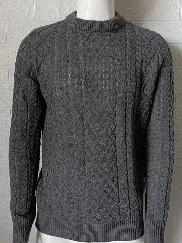 Men’s Cable Knit Crew-Neck Pullover Sweater – Knit