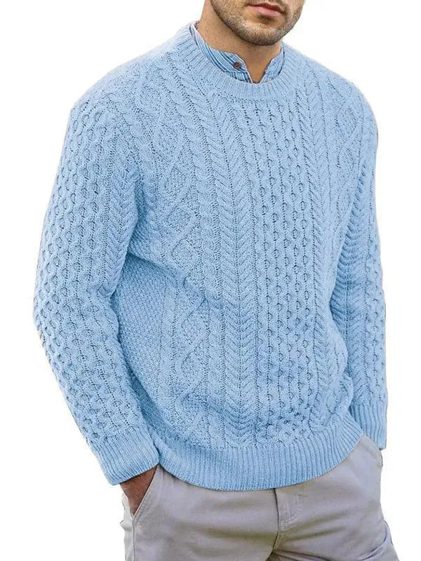 Men’s Cable Knit Crew-Neck Pullover Sweater – Knit
