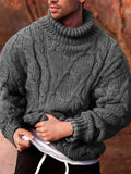 Men’s Cable Knit Turtleneck Pullover Sweater – Heavyweight