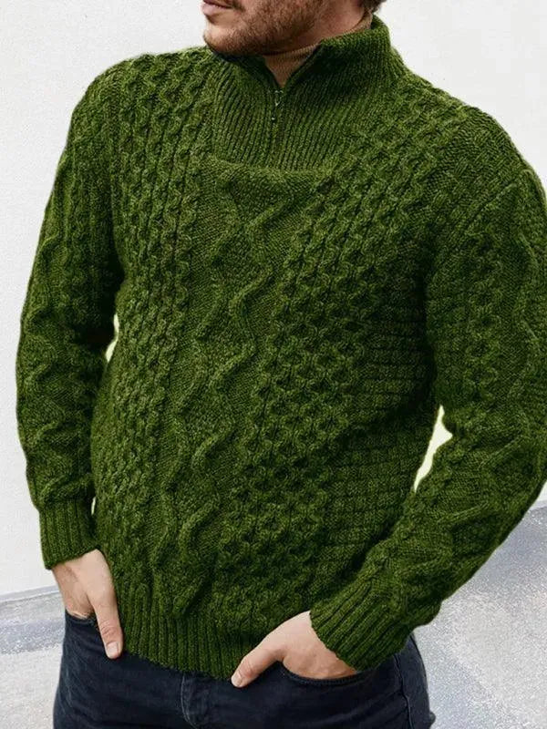Men’s Cable Knit Turtleneck Pullover Sweater
