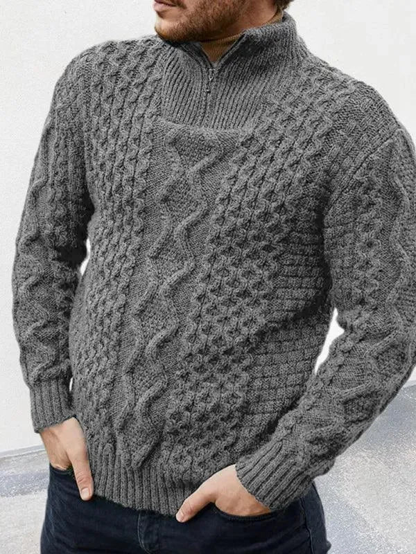 Men’s Cable Knit Turtleneck Pullover Sweater