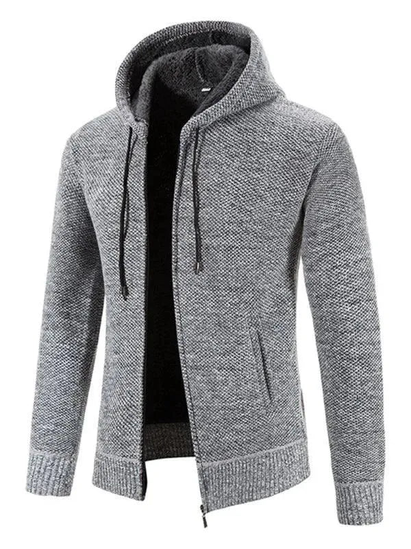 Men’s Hooded Zip Cardigan Sweater – Full Zip with Pockets