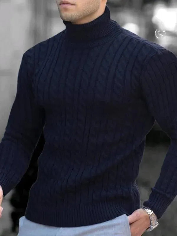 Men’s Slim Fit Turtleneck Pullover Sweater – Stretch