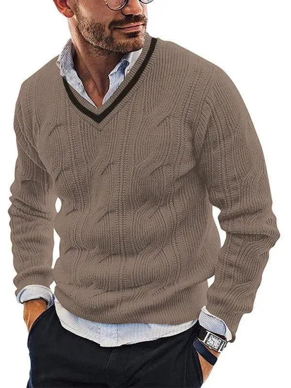 Men’s Slim V-Neck Pullover Sweater – Knit Fit