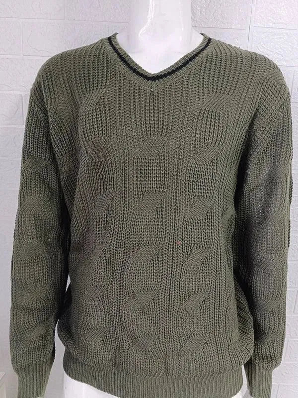 Men’s Slim V-Neck Pullover Sweater – Knit Fit