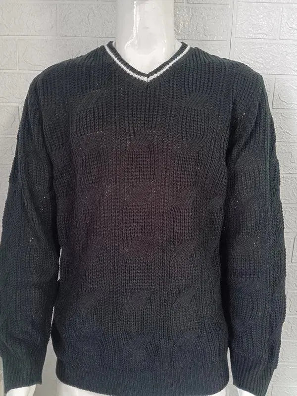 Men’s Slim V-Neck Pullover Sweater – Knit Fit