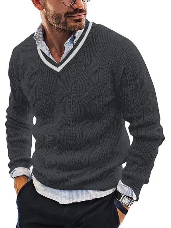 Men’s Slim V-Neck Pullover Sweater – Knit Fit