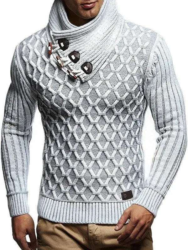 Men’s Textured Turtleneck Pullover Sweater – Knit