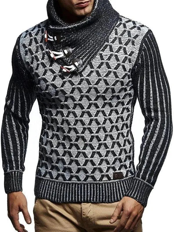 Men’s Textured Turtleneck Pullover Sweater – Knit