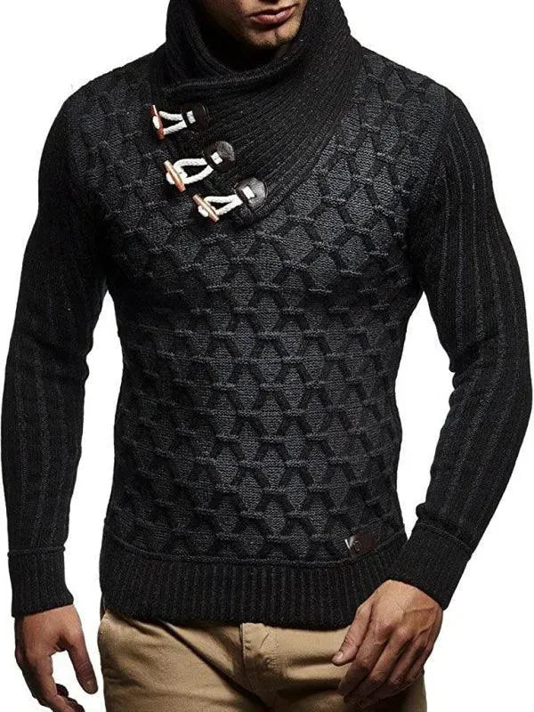 Men’s Textured Turtleneck Pullover Sweater – Knit