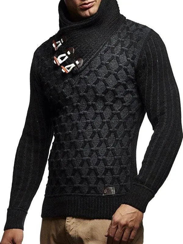 Men’s Textured Turtleneck Pullover Sweater – Knit