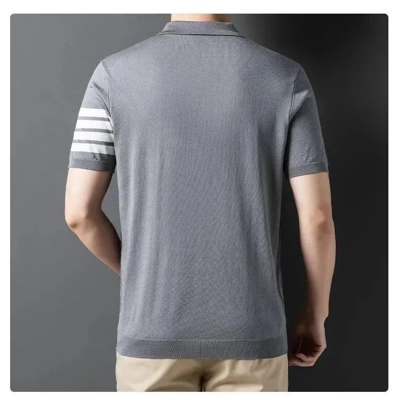 Men Short Sleeve Knitted Polo Shirt-Polo Shirt-LeStyleParfait