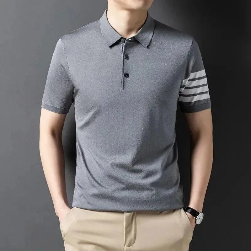 Men Short Sleeve Knitted Polo Shirt-Polo Shirt-LeStyleParfait