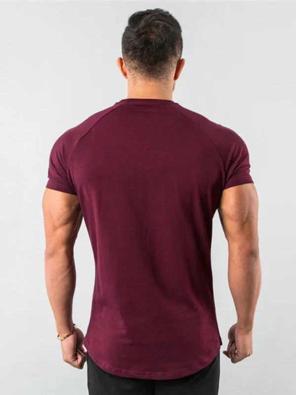 Men Slim Fit Red Casual Tshirt-Men T-Shirt-LeStyleParfait