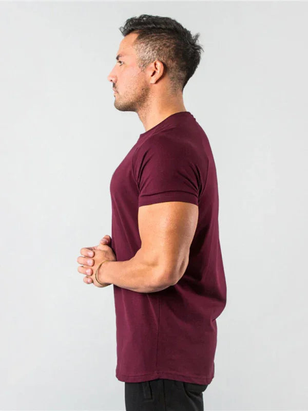 Men Slim Fit Red Casual Tshirt-Men T-Shirt-LeStyleParfait