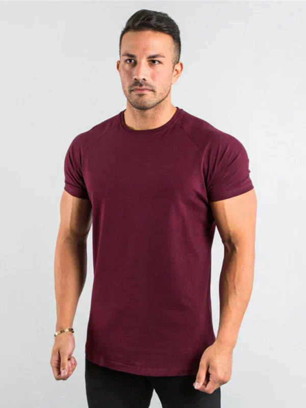 Men Slim Fit Red Casual Tshirt-Men T-Shirt-LeStyleParfait