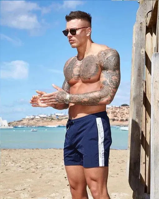 Men Striped Swim Shorts
