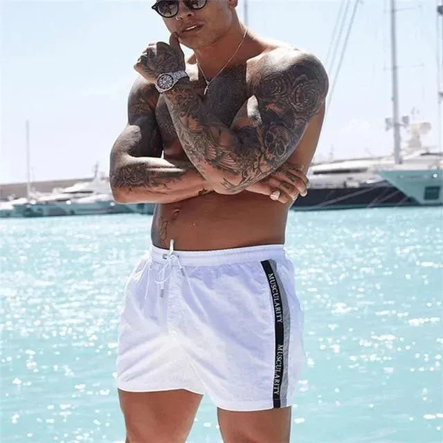 Men Striped Swim Shorts