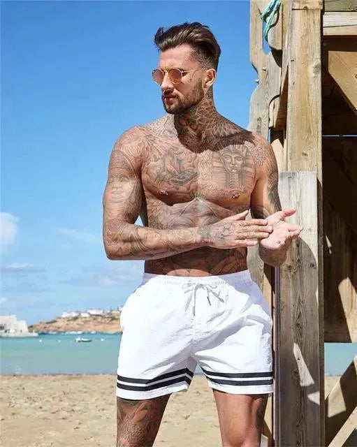 Men Striped Swim Shorts